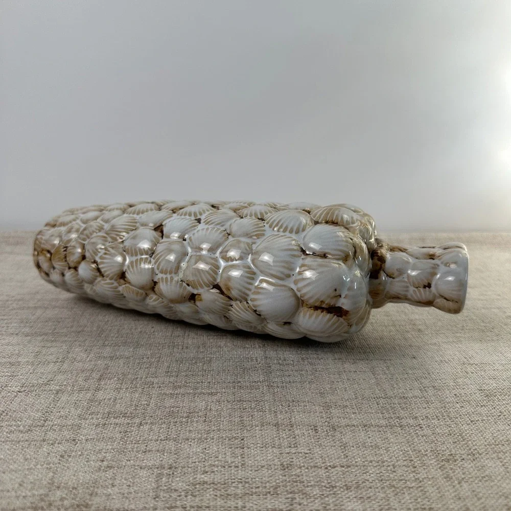 Sculptural Ceramic Scallop Shell Vase | Textured Seashell Bottle Vase